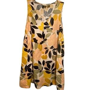 Rachel Zoe Women’s Linen Sleeveless Mini Dress V Neck Small Shift Tropical Beach